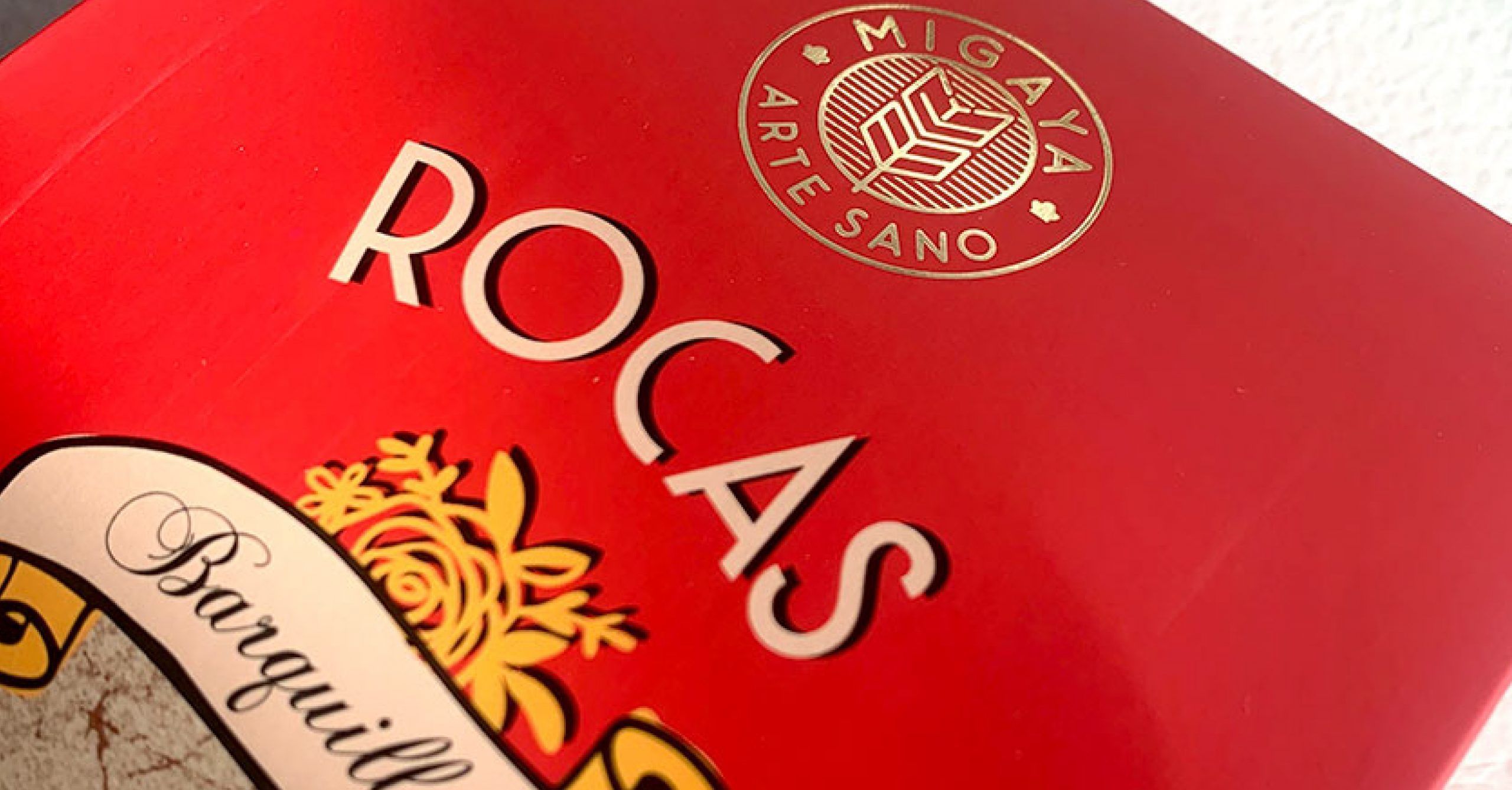 Stamping dorado en caja de rocas barquilleras Migaya Artesano